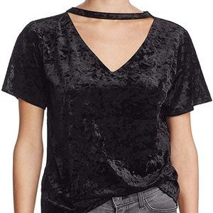 Honey Punch Black Crushed Velvet Choker Tee